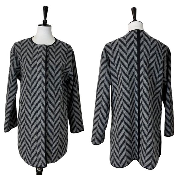Talbots Women's Wool Blend Coat Zip Front Gray Black Herringbone Size XS - Picture 13 of 13